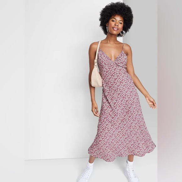 Wild Fable Floral Women's Tie Back Midi Dress - Picture 3 of 7